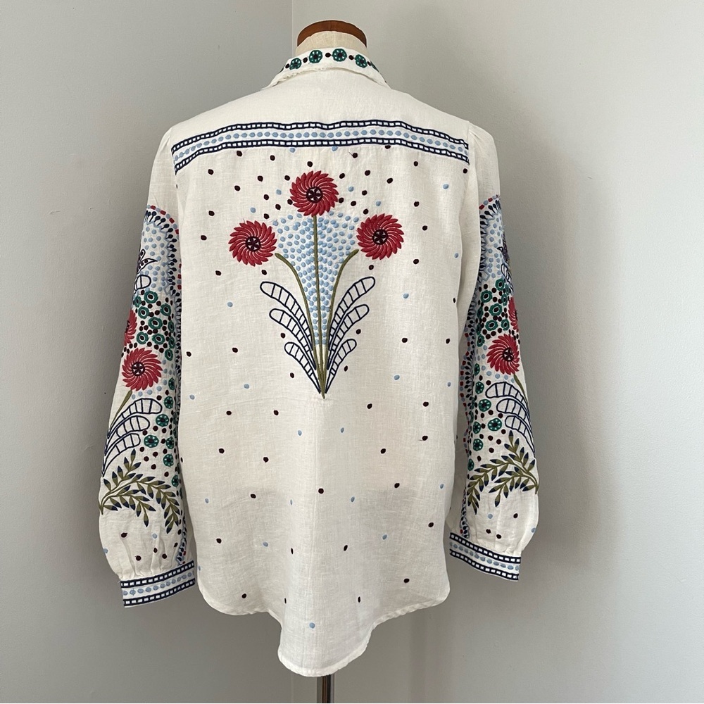 Sundance White embroidered Sunset Canyon button shirt NWT size medium 100% linen - Picture 6 of 8